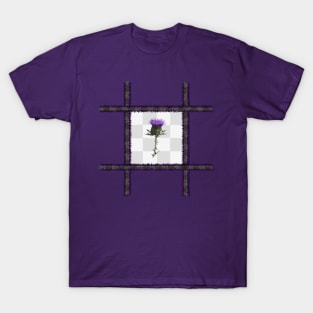 Tartan Thistle on a Chequered Background T-Shirt